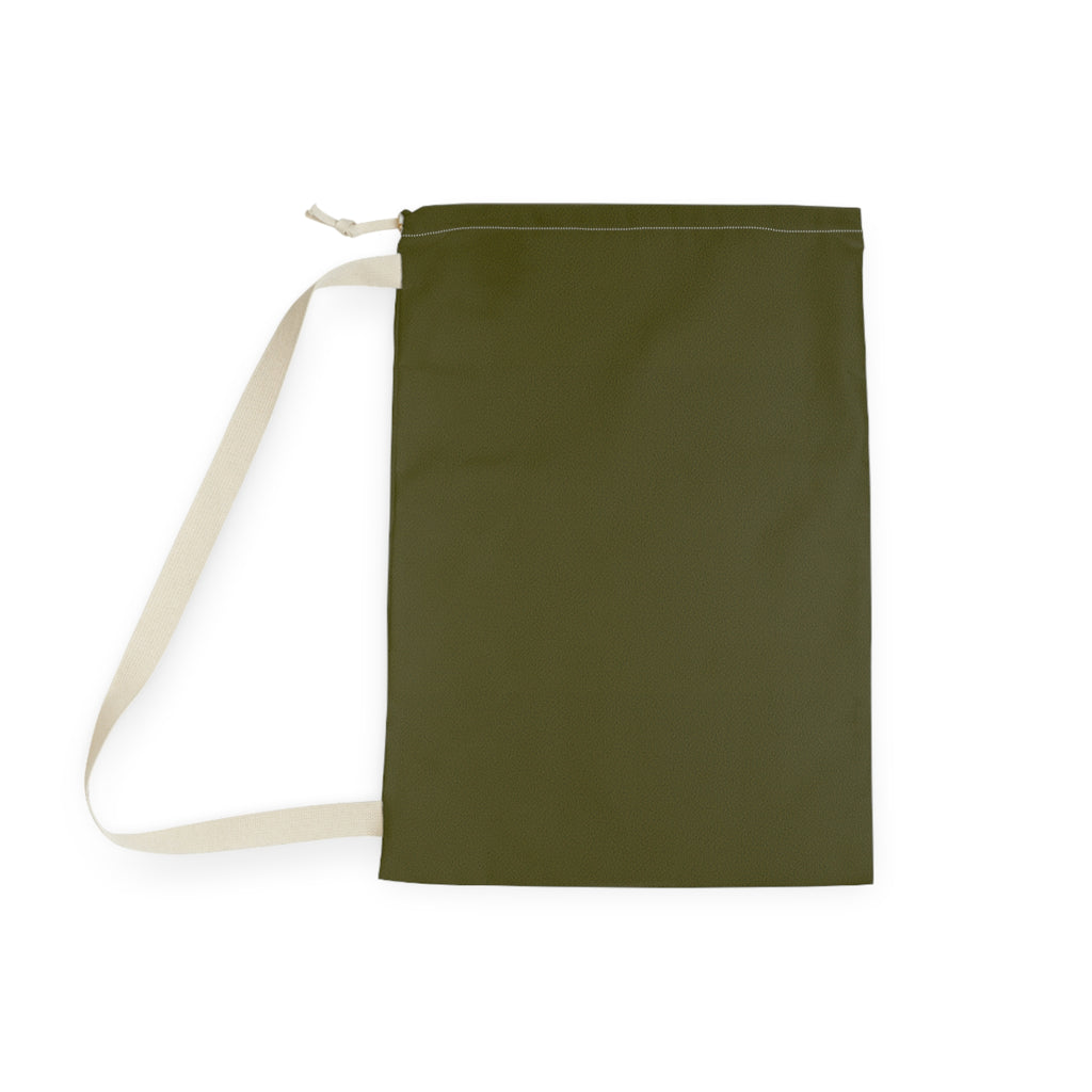 Olive Drawstring Laundry Bag — Compact Cotton Travel Hamper with Shoulder Strap