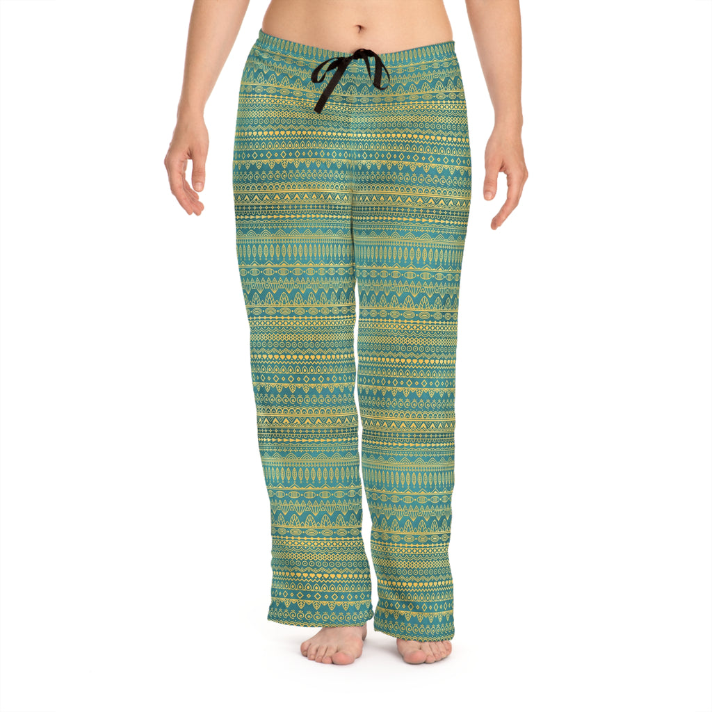 Teal Tribal Stripe Women's Pajama Pants - Cozy Lounge Sleepwear