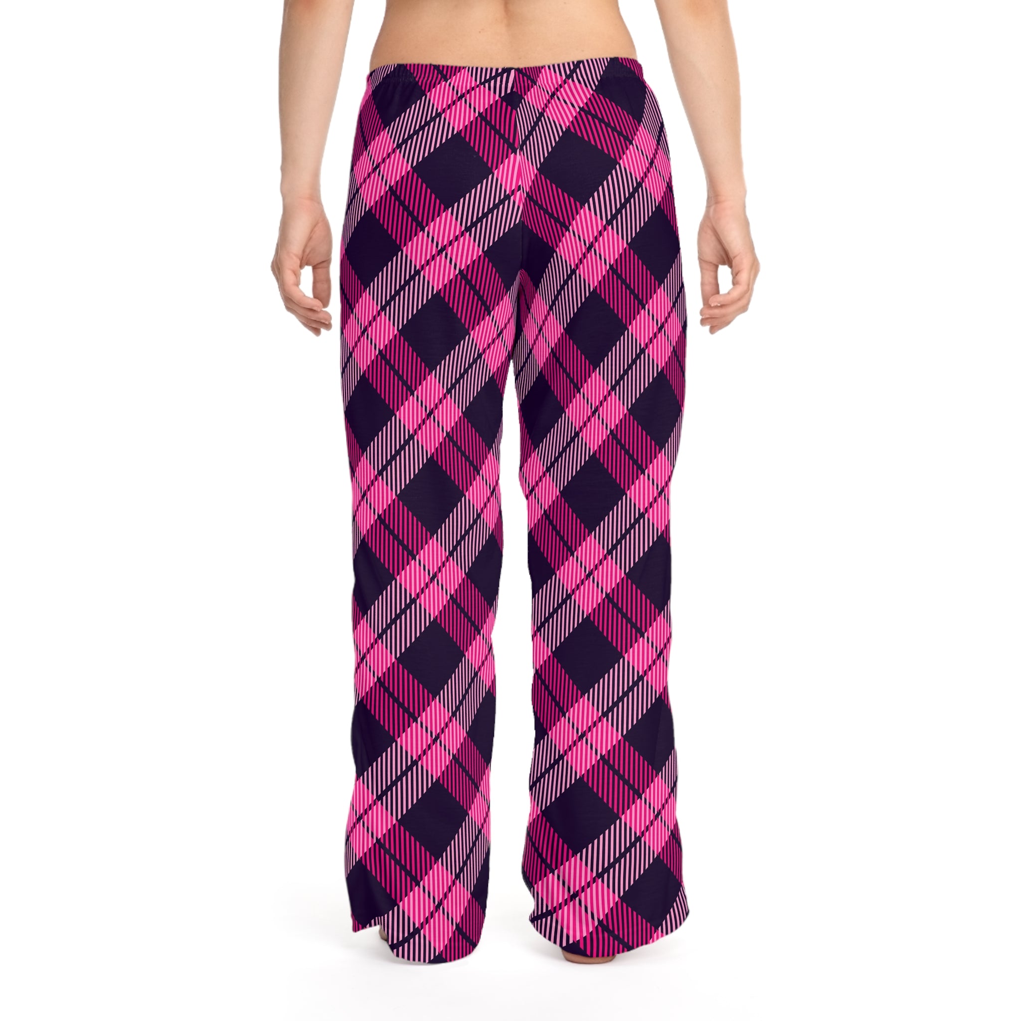 Pink Navy Plaid Pajama Pants | All-Over Print Lounge Sleepwear