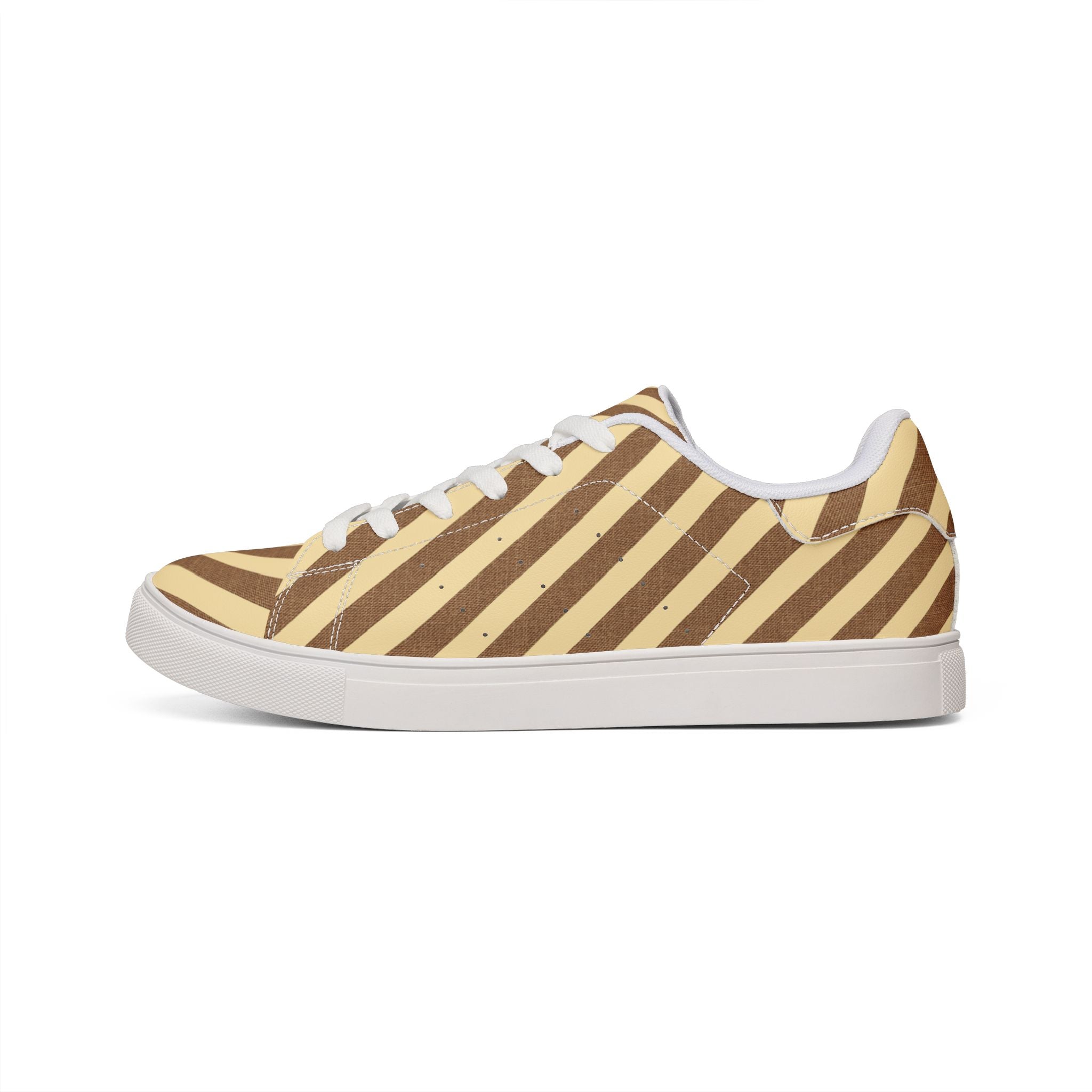 Diagonal Brown Stripes Sneakers | Low-Top Leather