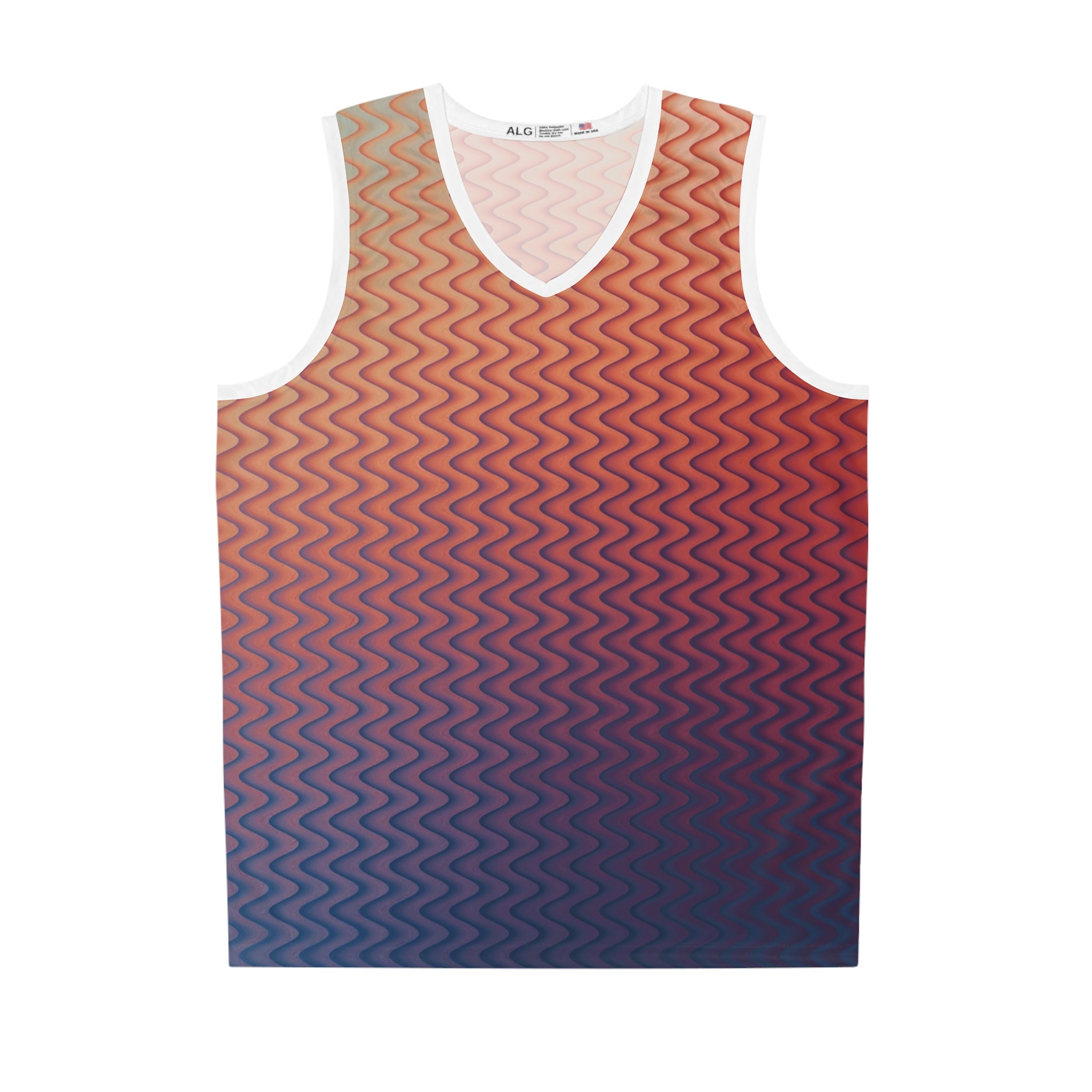 Wavy Gradient Basketball Jersey — Retro Sunset Ombre