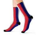 French Flag Stripe Sublimation Socks - Patriotic Red White Blue Crew Socks