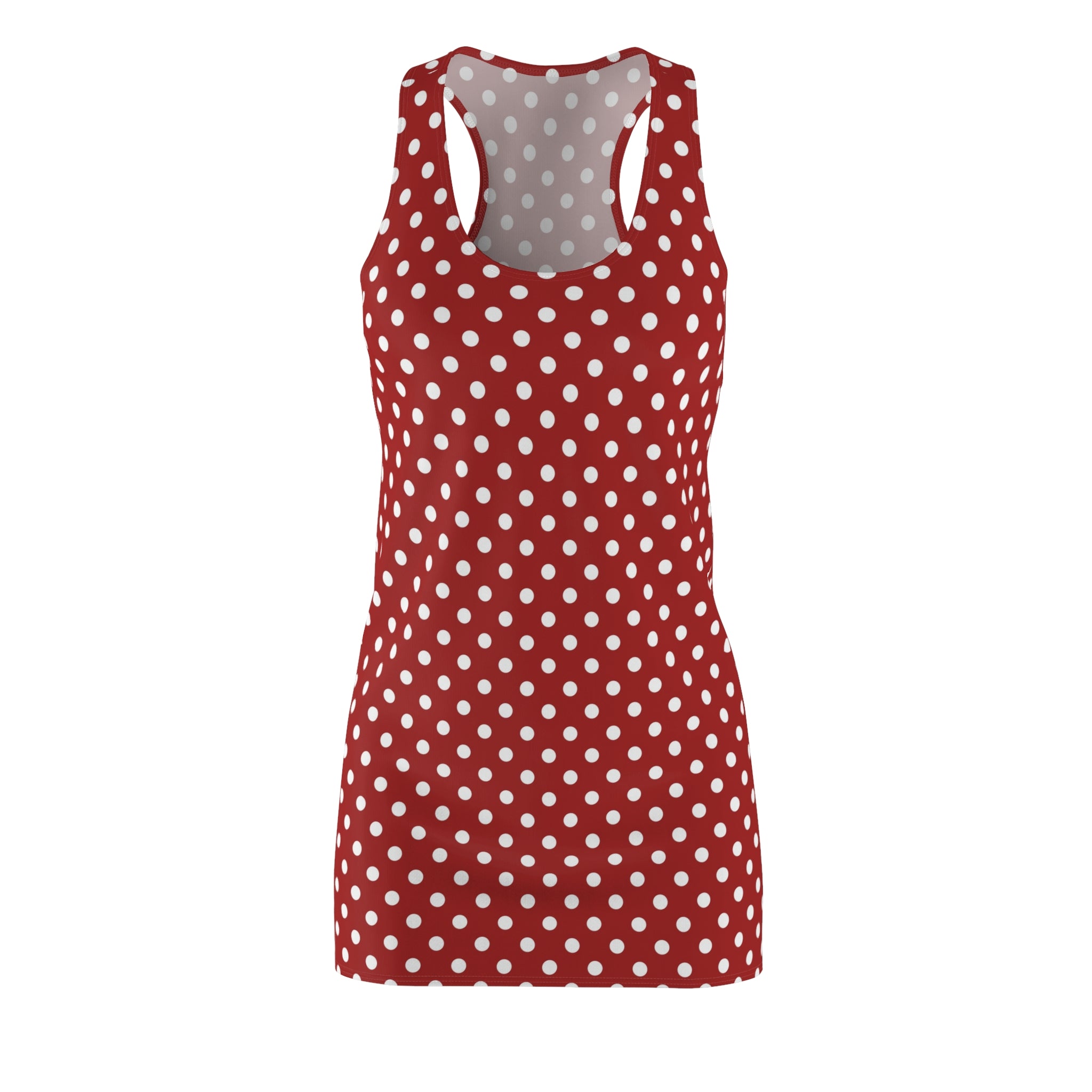 Red Polka Dot Racerback Dress | White Spots All-Over Print