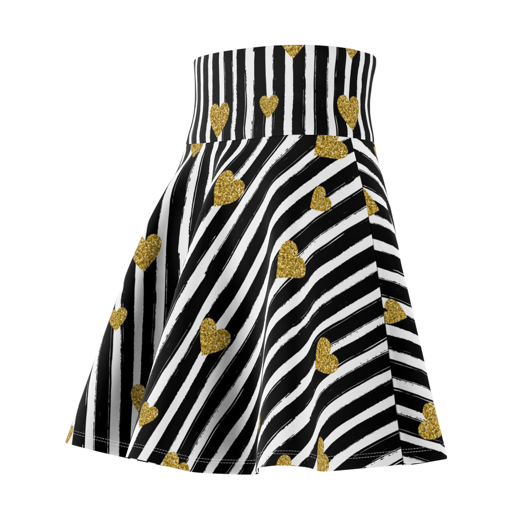 Zebra Print Gold Hearts Valentine's Skater Skirt | Date Night Fashion