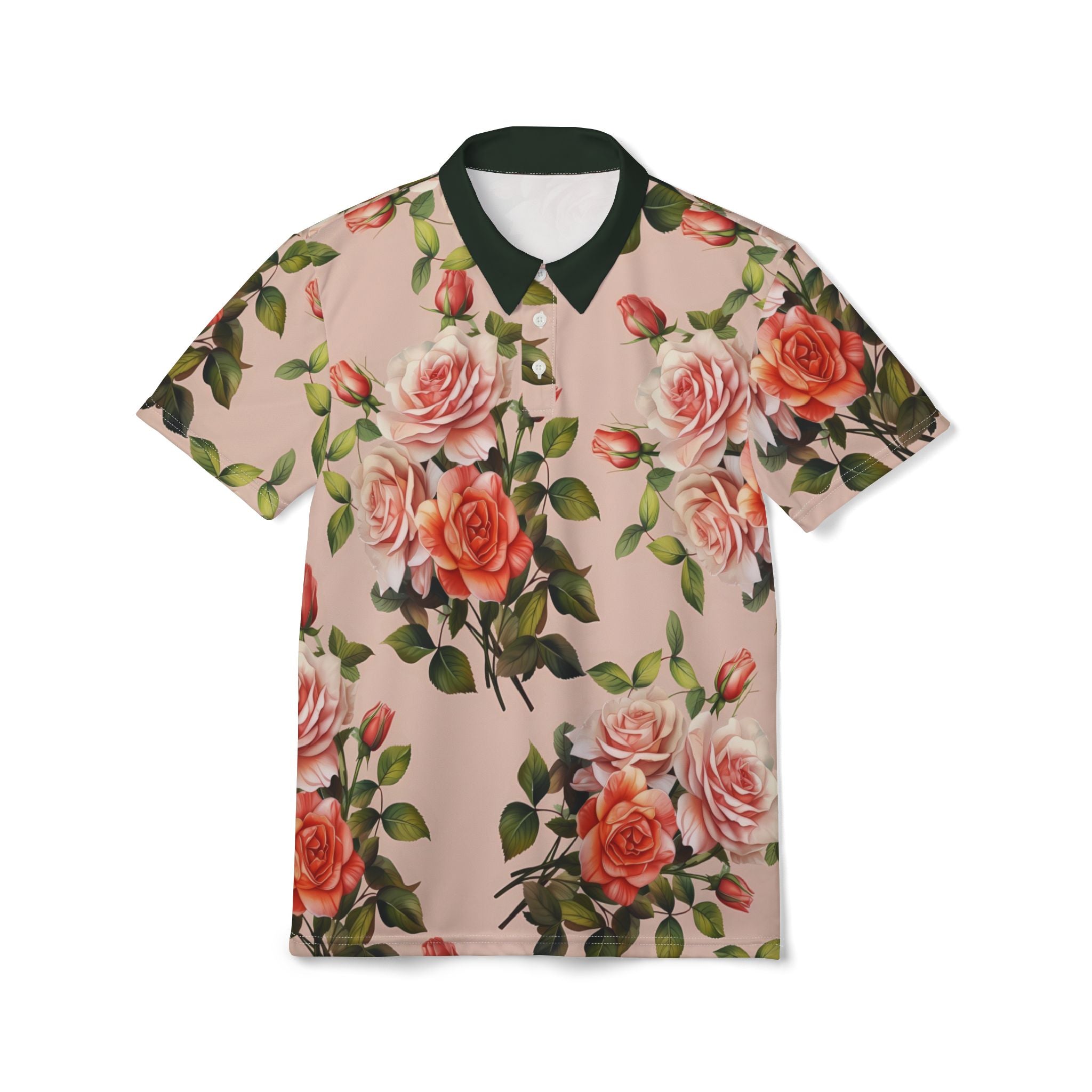 Floral patterned shirt with a white background