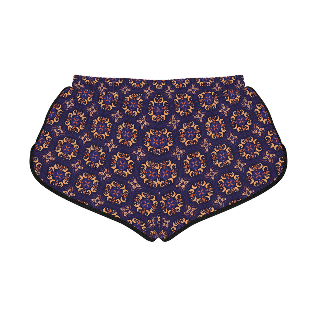 Navy Boho Tile Print Women's Relaxed Shorts