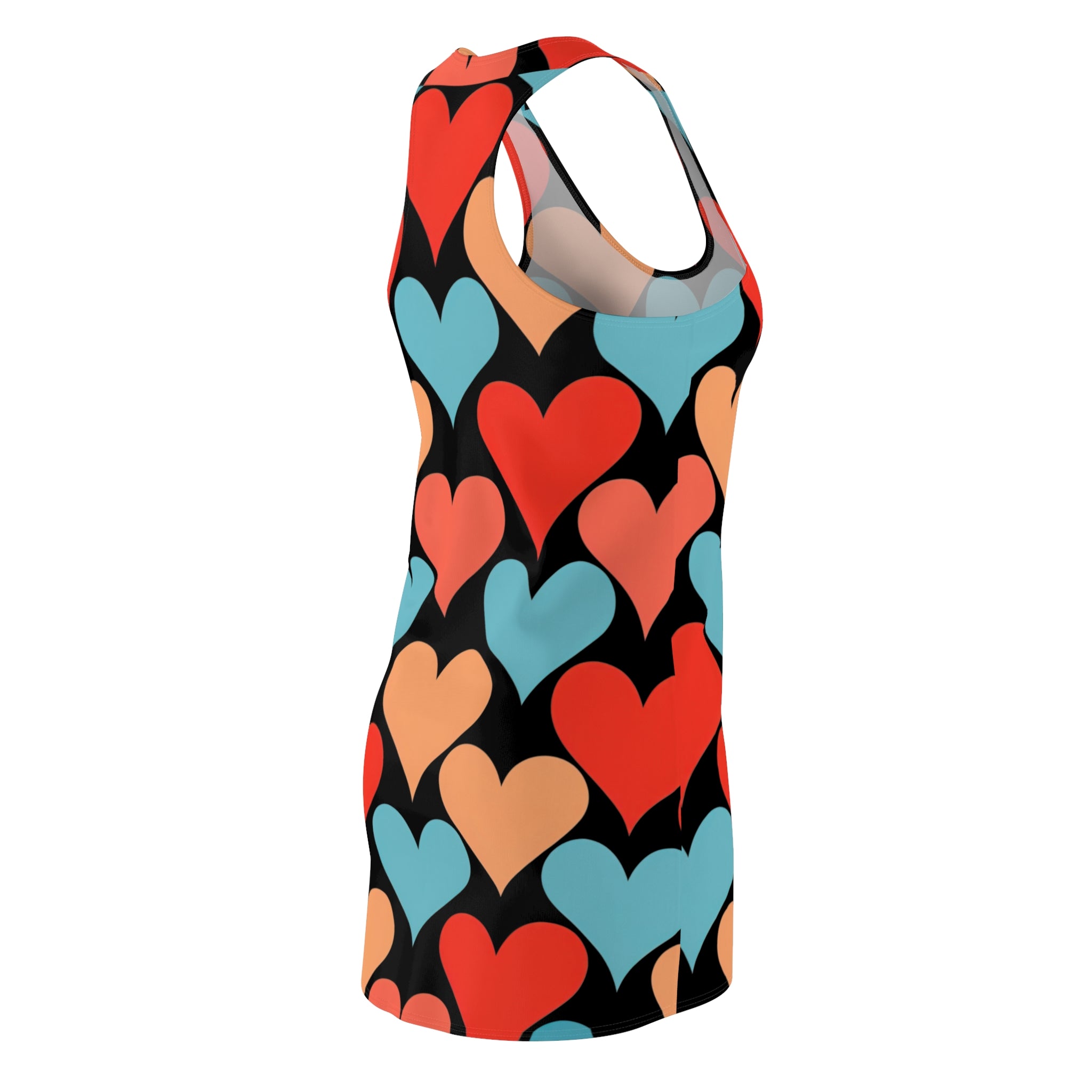 Retro Color Block Hearts Dress Valentine's Day