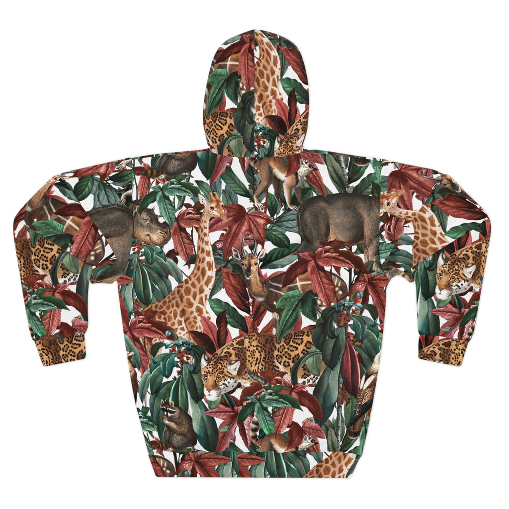 Jungle Safari Animals Hoodie | Giraffe Leopard Tapir All-Over Print