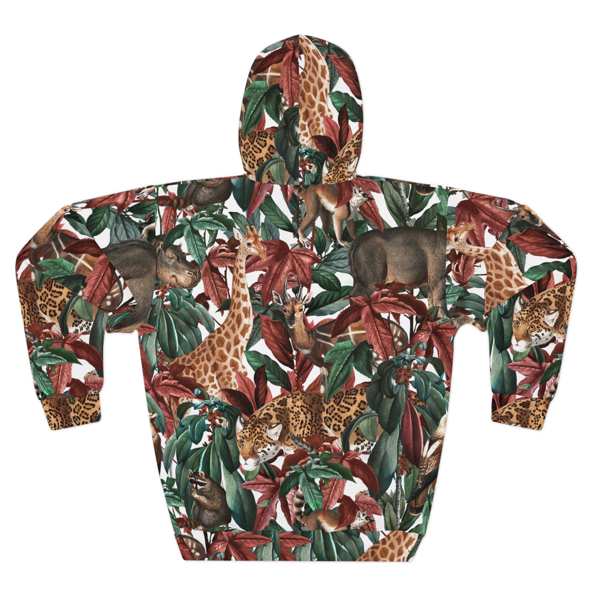 Jungle Safari Animals Hoodie | Giraffe Leopard Tapir All-Over Print