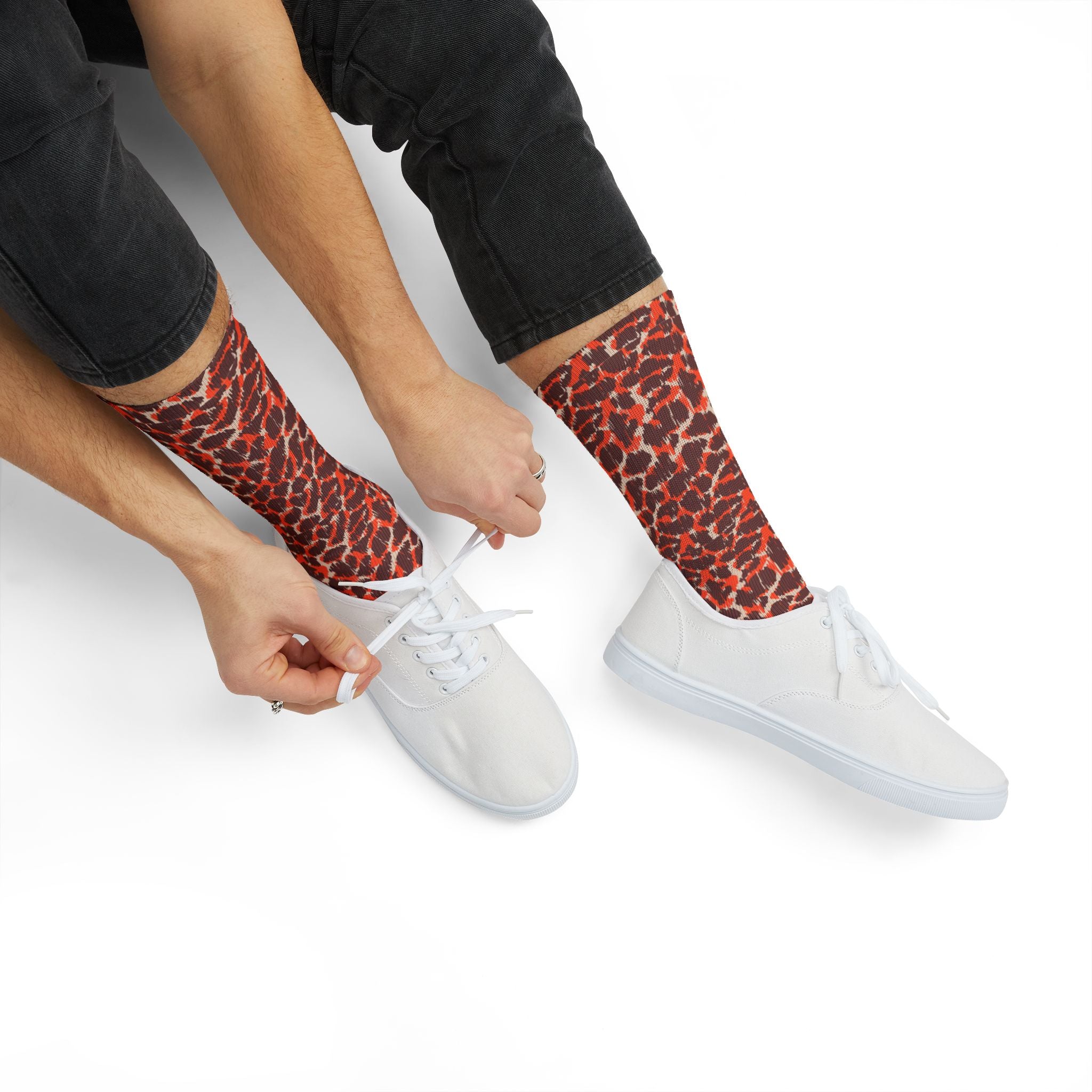 Leopard Print Socks — Bold Orange Cheetah Crew Socks
