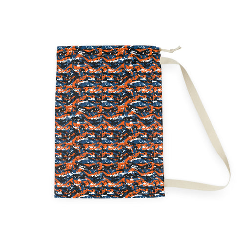 Camouflage Wave Laundry Bag — Orange & Navy Drawstring