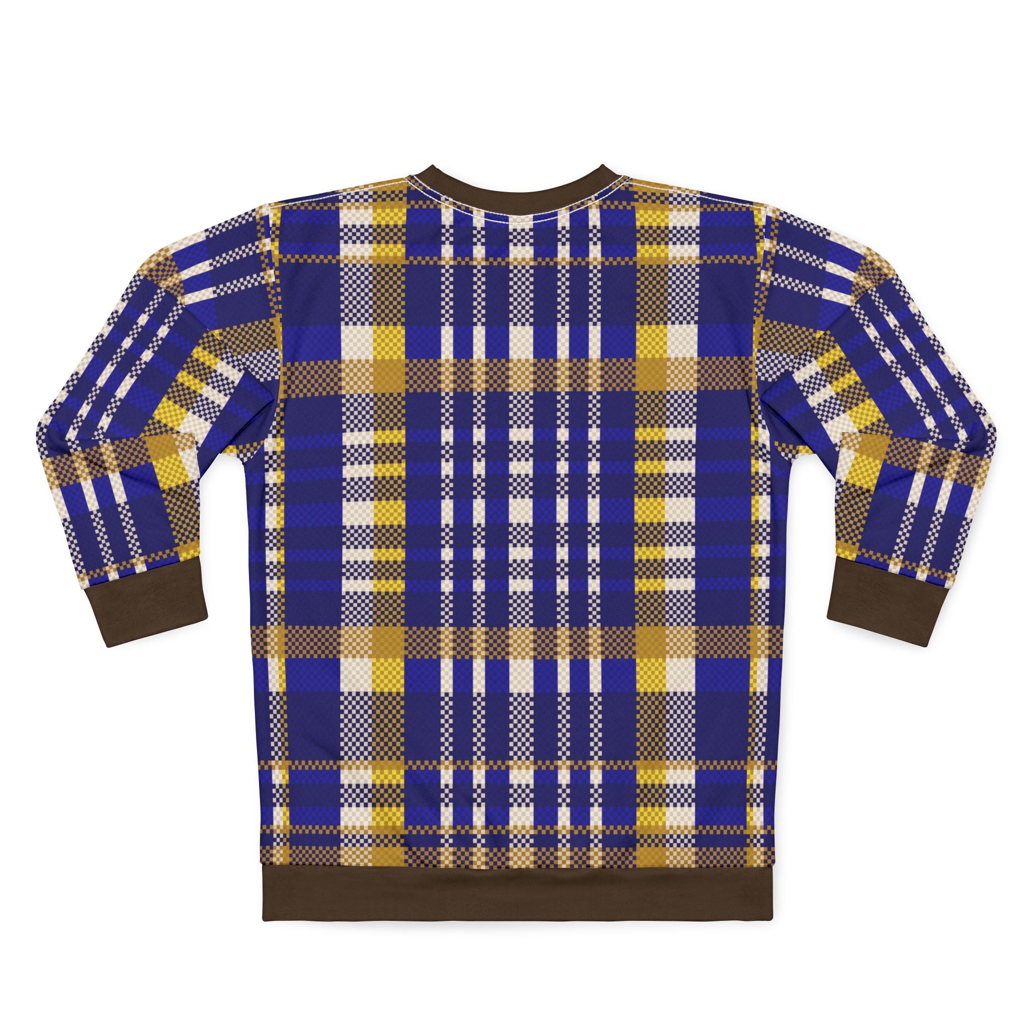 Blue & Gold Plaid Sweatshirt - Cozy Plaid Pullover