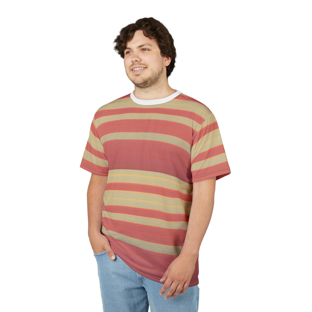 Retro Sunset Stripe Tee — All-Over Print Casual T-Shirt