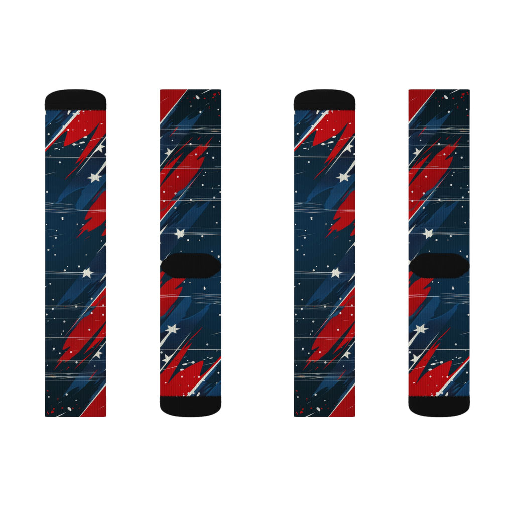 Patriotic Starburst Socks — Red White Blue Crew Socks