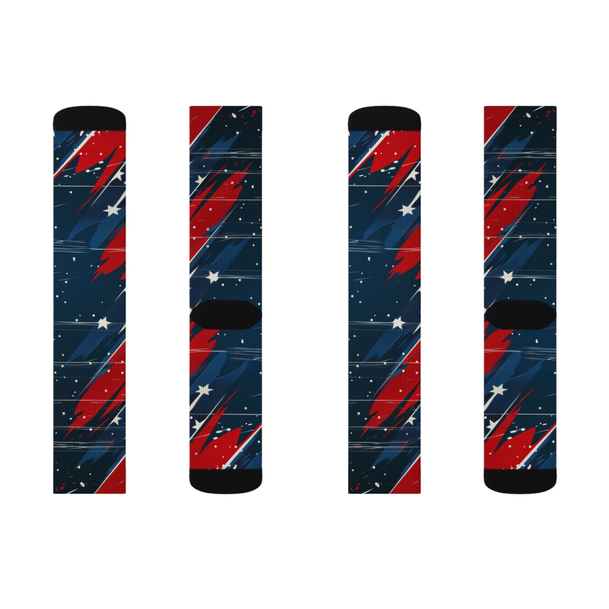 Patriotic Starburst Socks — Red White Blue Crew Socks