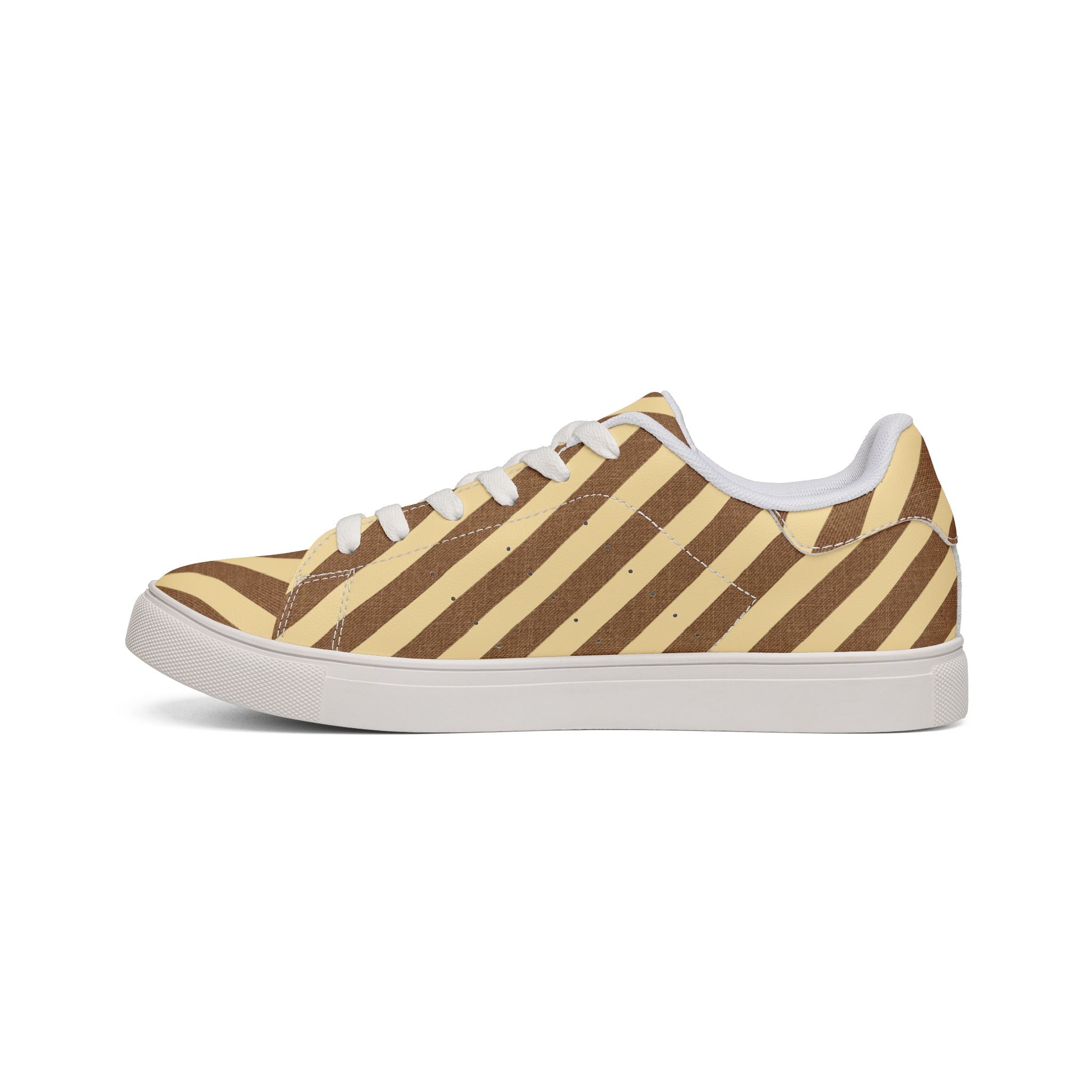 Diagonal Brown Stripes Sneakers | Low-Top Leather