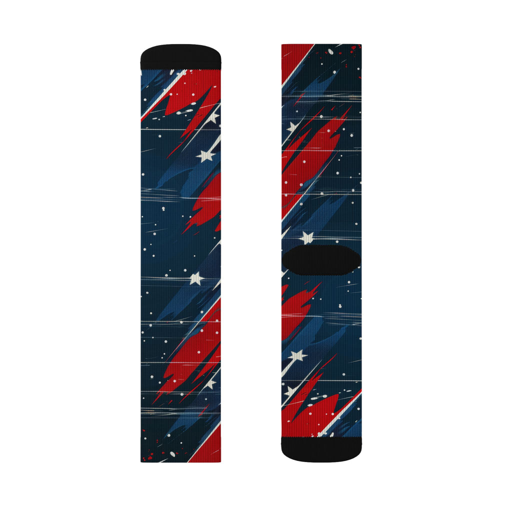 Patriotic Starburst Socks — Red White Blue Crew Socks