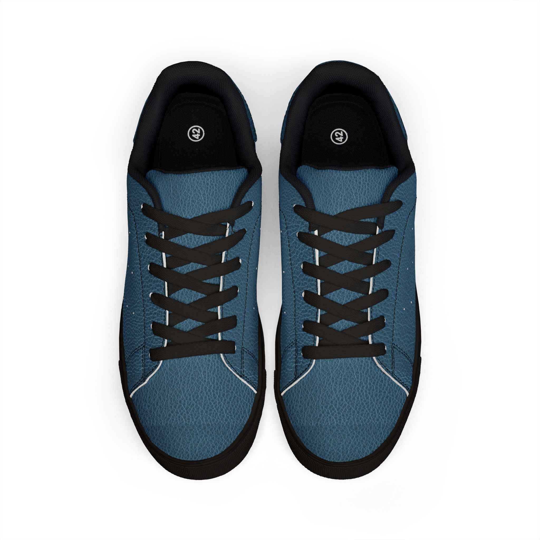 Men's Low-Top Leather Sneakers — Classic Casual Blue Skate Shoes
