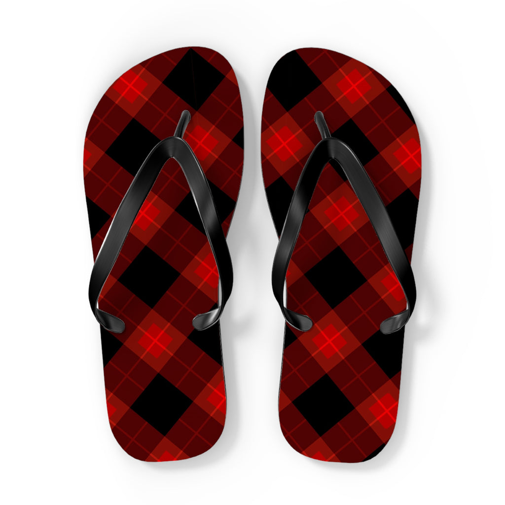 Plaid Red & Black Flip Flops — Buffalo Check Summer Sandals