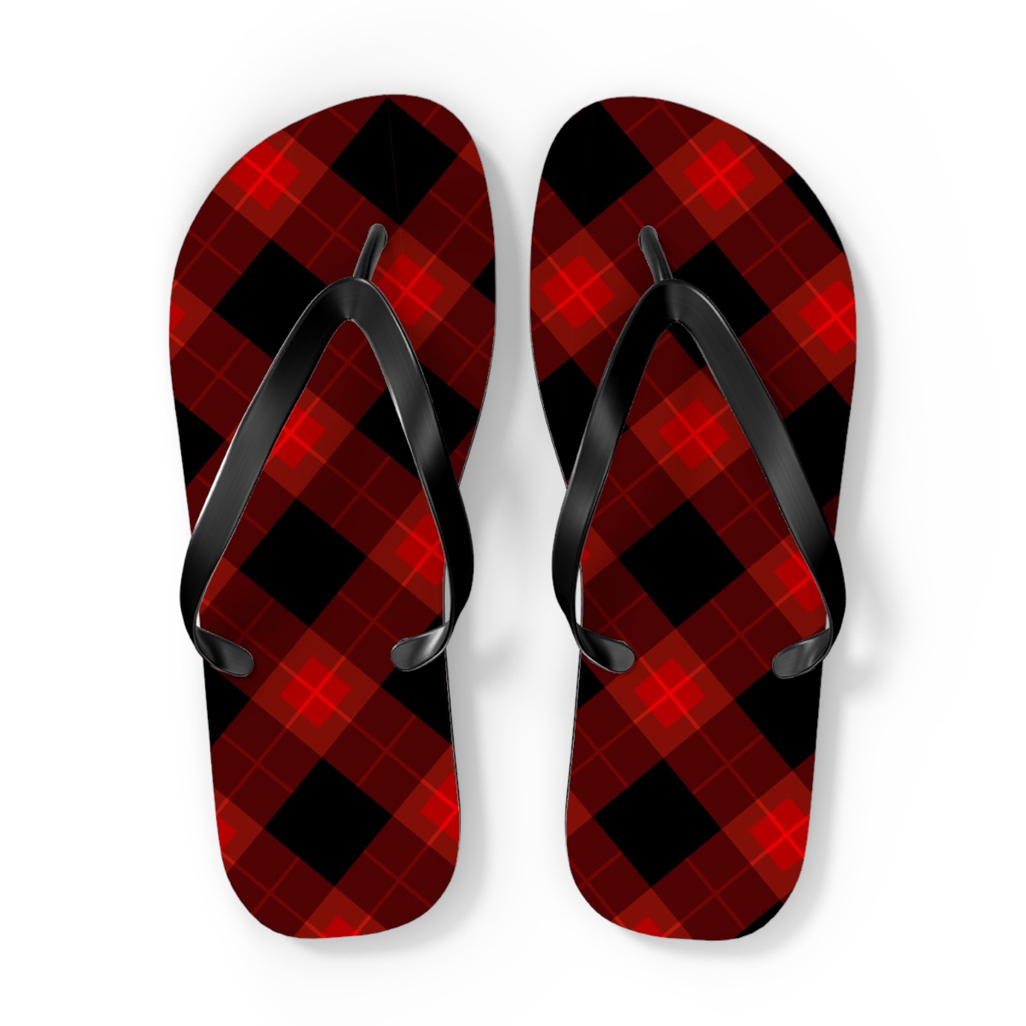 Plaid Red & Black Flip Flops — Buffalo Check Summer Sandals