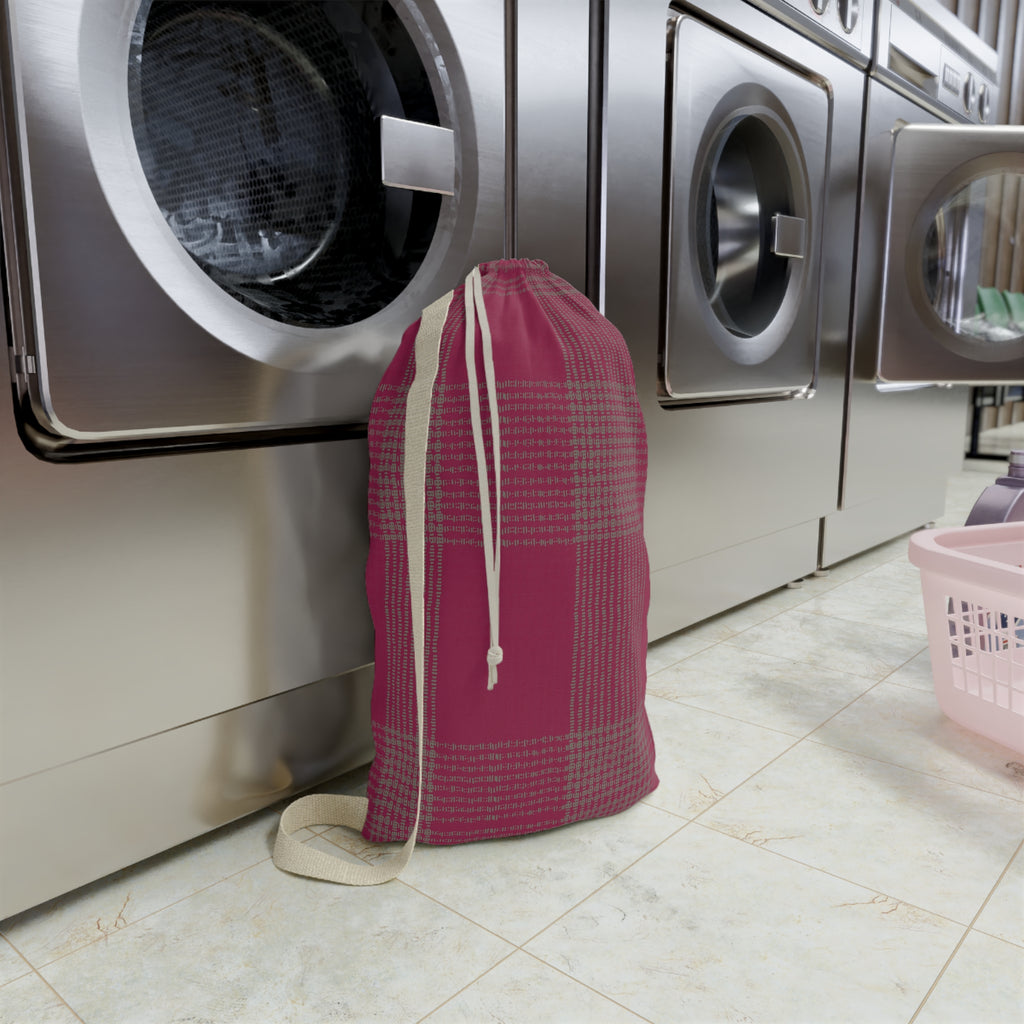 Plaid Laundry Bag — Pink Buffalo Check Drawstring Bag for Dorms & Travel