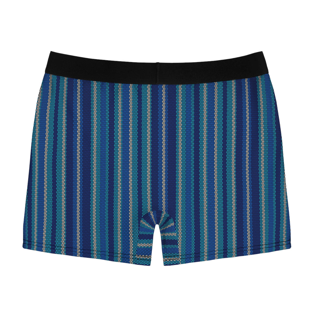 Striped Blue Men’s Boxer Briefs — All-Over Pattern Comfortable Undergarment