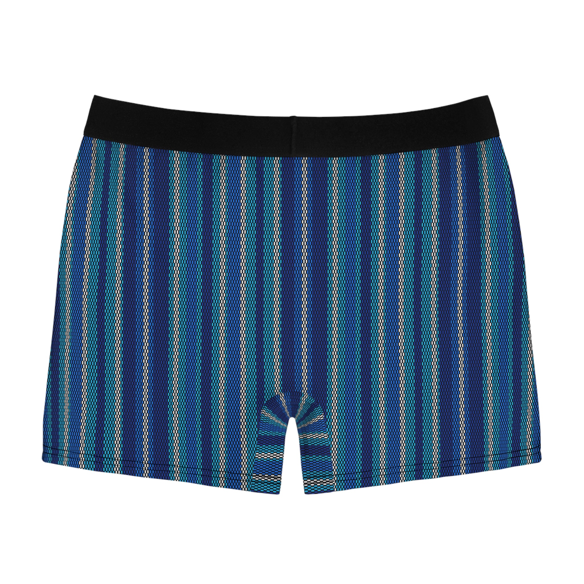 Striped Blue Men’s Boxer Briefs — All-Over Pattern Comfortable Undergarment