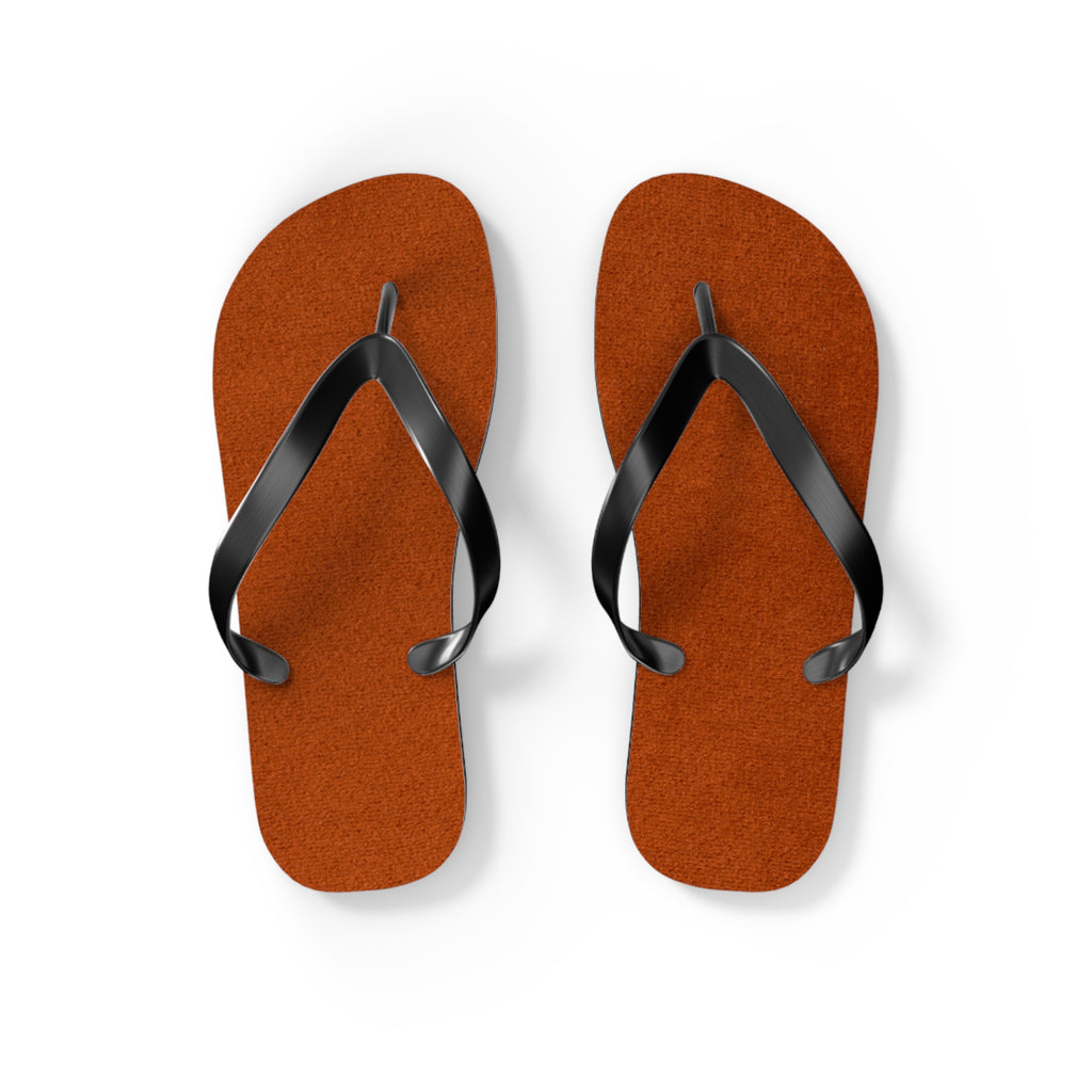Rust Suede Flip Flops – Casual Beach Sandals with Black Straps