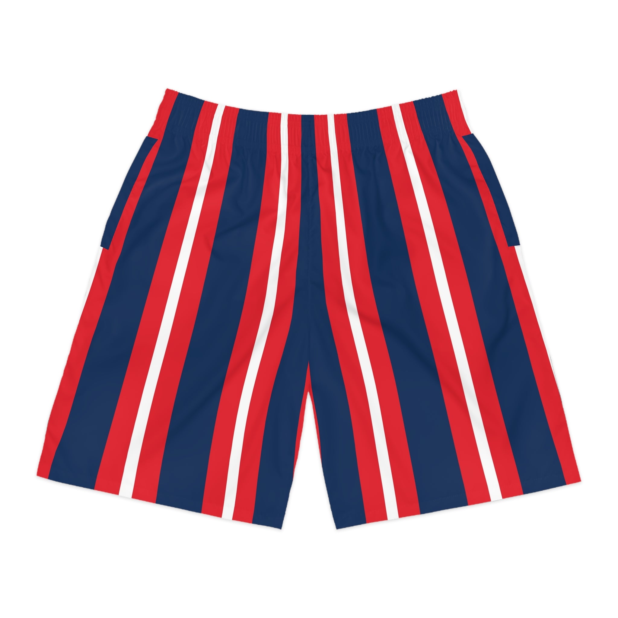 Men's Red White & Navy Vertical Stripe Jogger Shorts