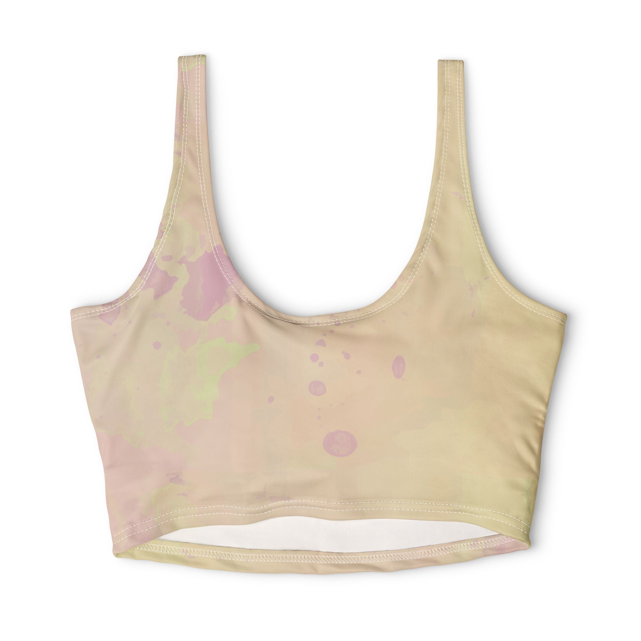 Pastel Watercolor Sports Bra — Soft Tie-Dye Athletic Crop Top