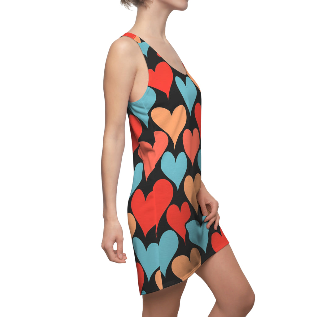 Retro Color Block Hearts Dress Valentine's Day
