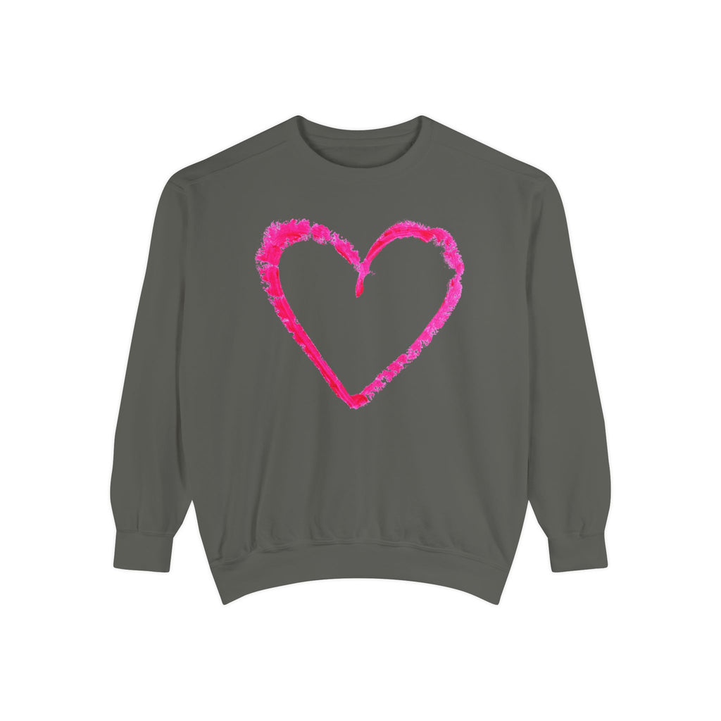 Valentine's Pink Brushstroke Heart Sweatshirt, Heart Graphic Crewneck