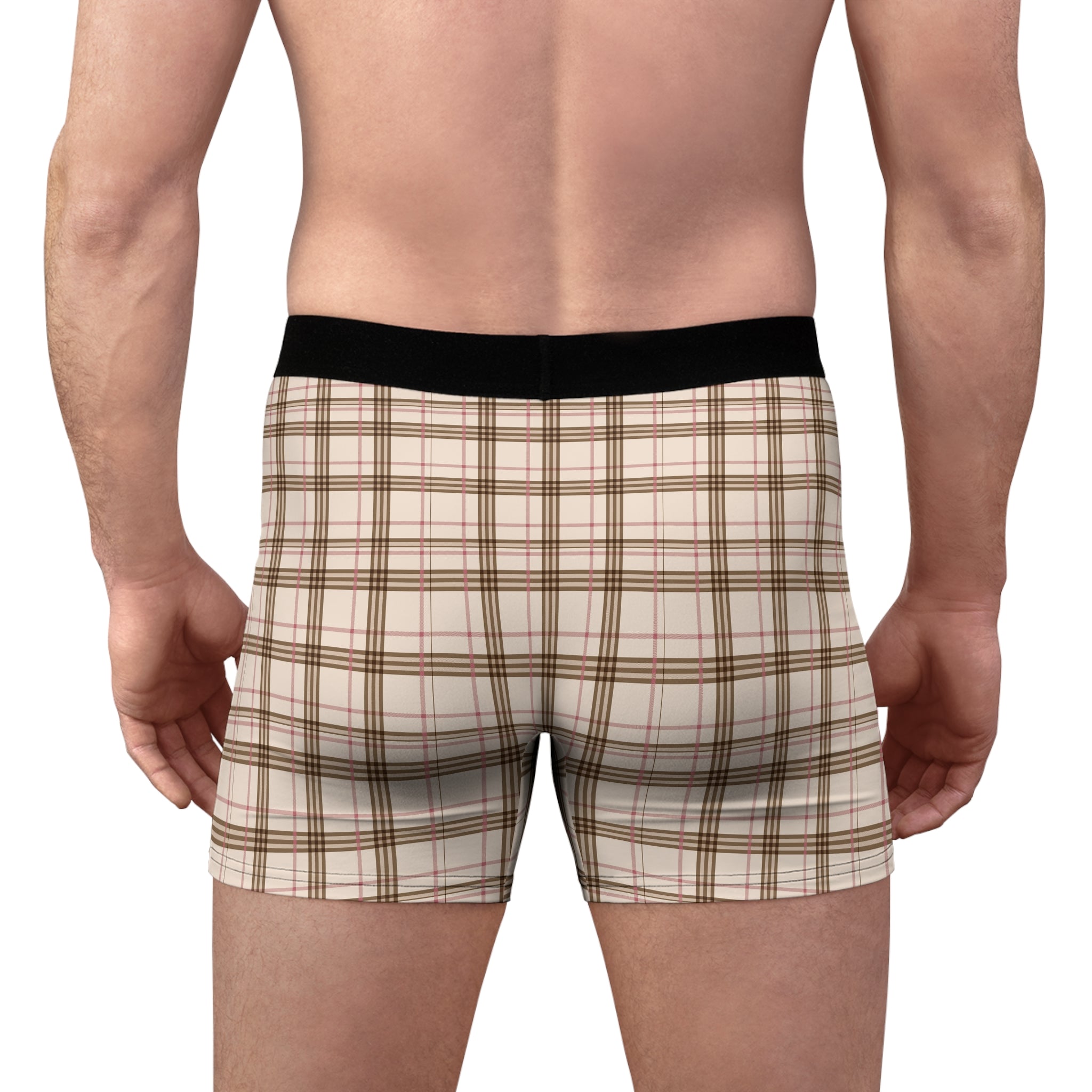 Plaid Boxer Briefs — Classic Beige Tartan Men’s Underwear