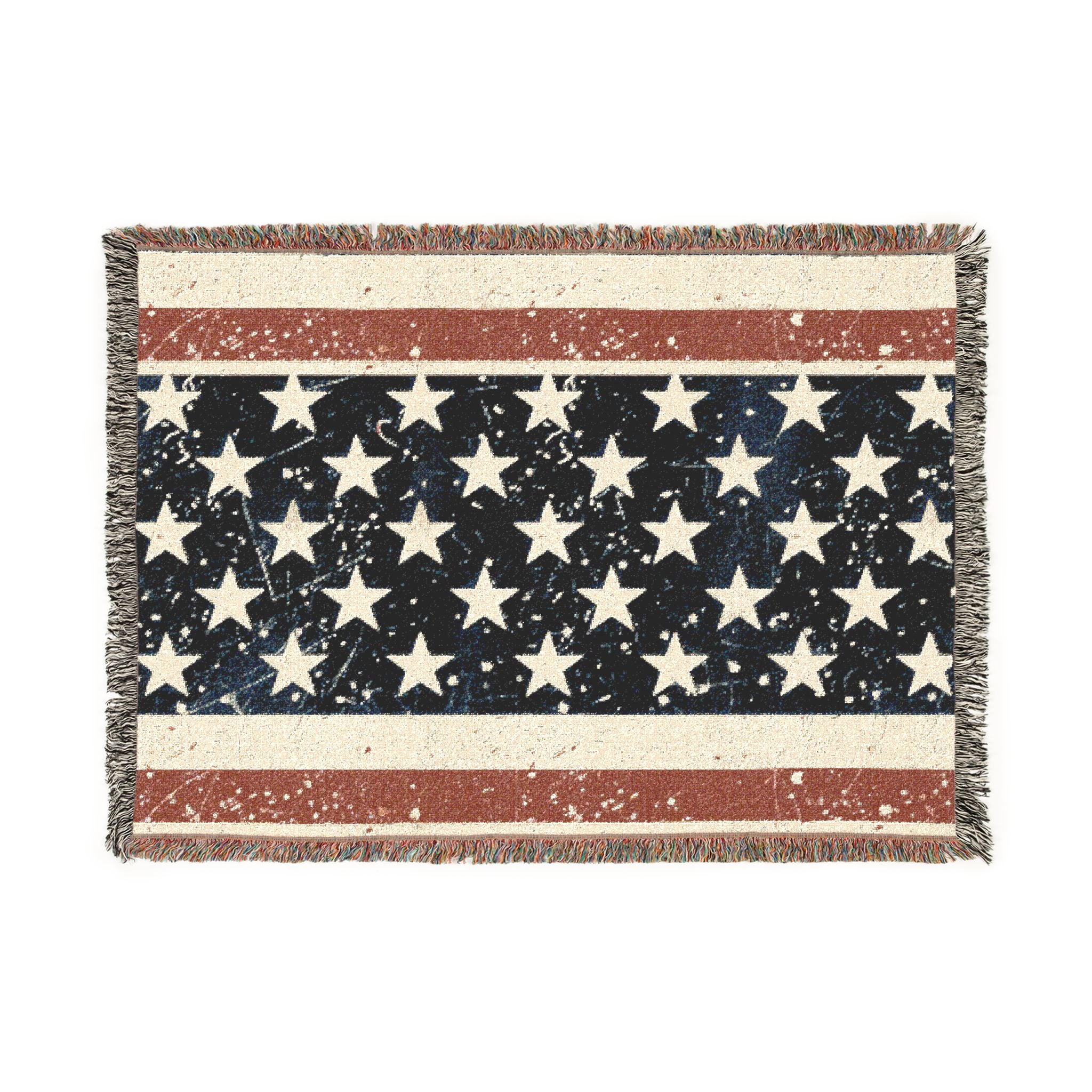 Vintage Star Woven Blanket – Americana Decorative Throw