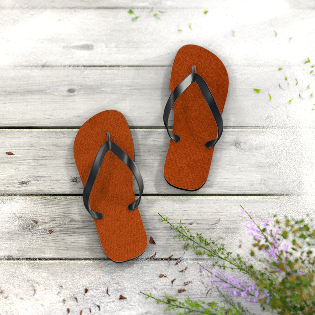 Rust Suede Flip Flops – Casual Beach Sandals with Black Straps