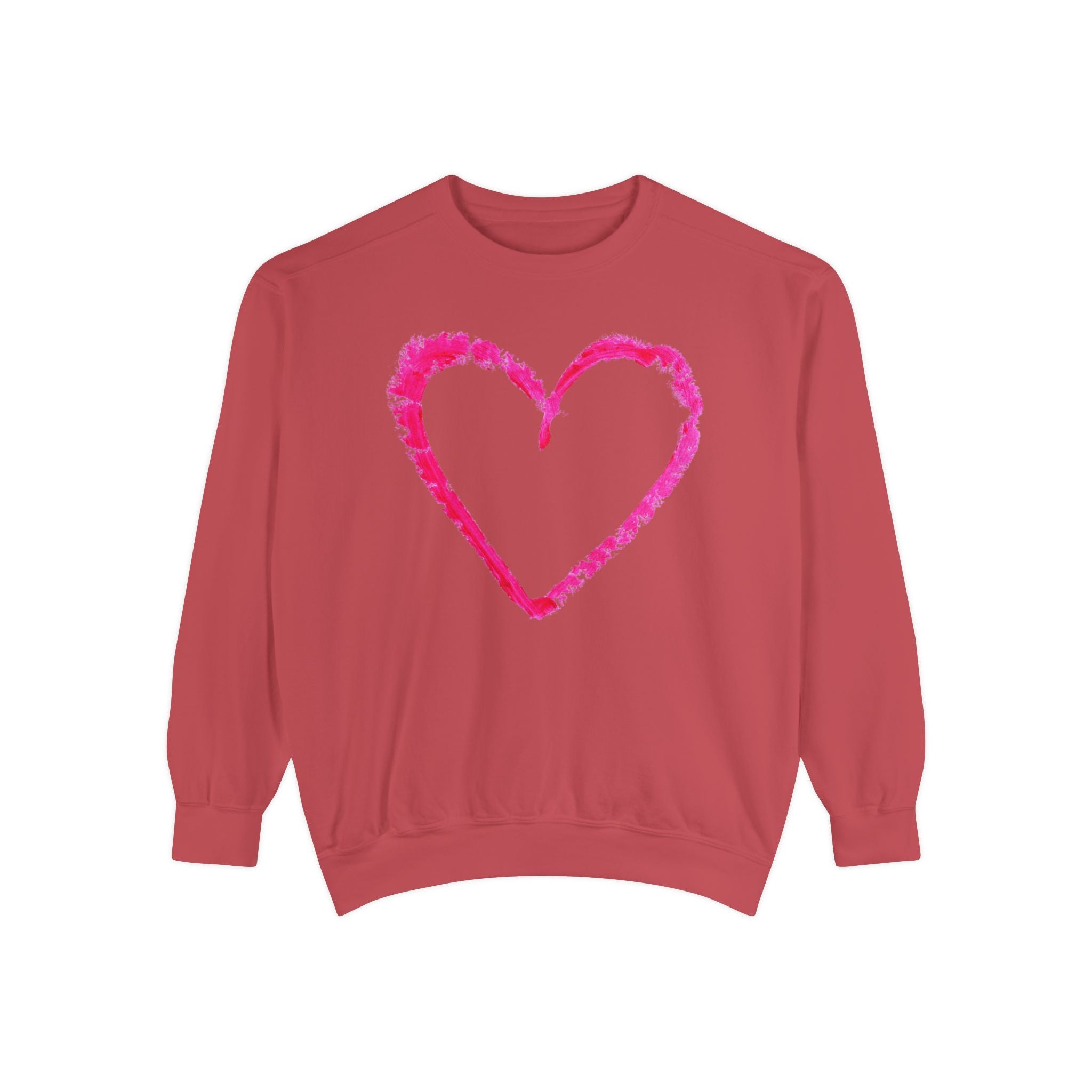 Valentine's Pink Brushstroke Heart Sweatshirt, Heart Graphic Crewneck