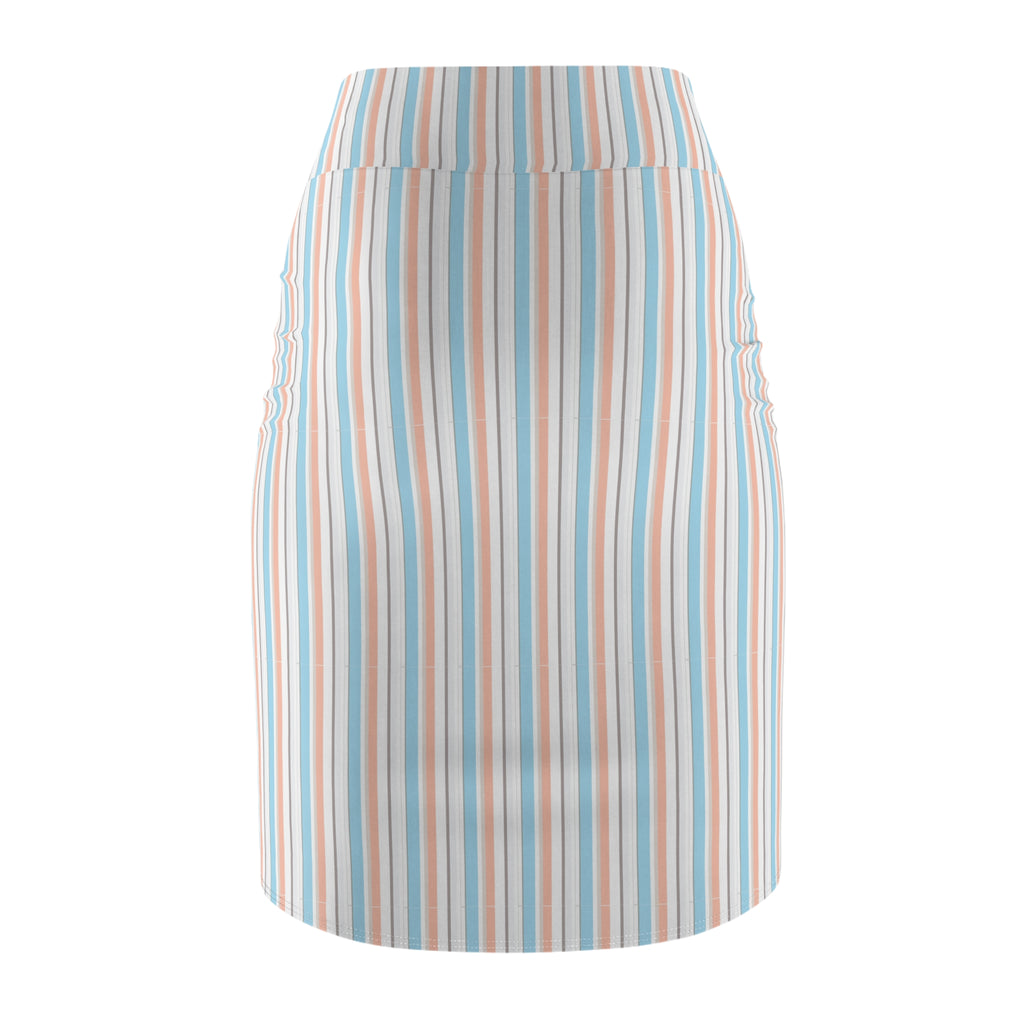 Pastel Stripe Pencil Skirt – Retro Vertical Stripe