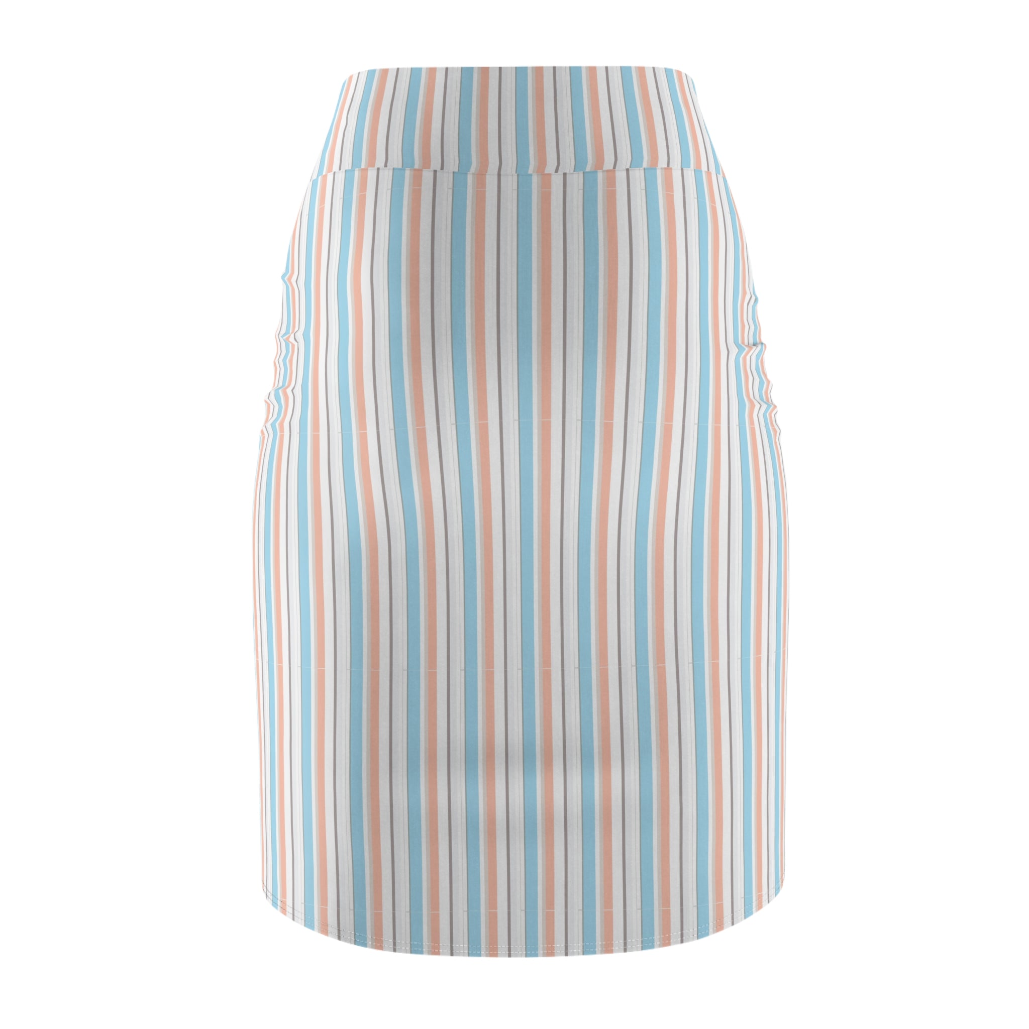 Pastel Stripe Pencil Skirt – Retro Vertical Stripe