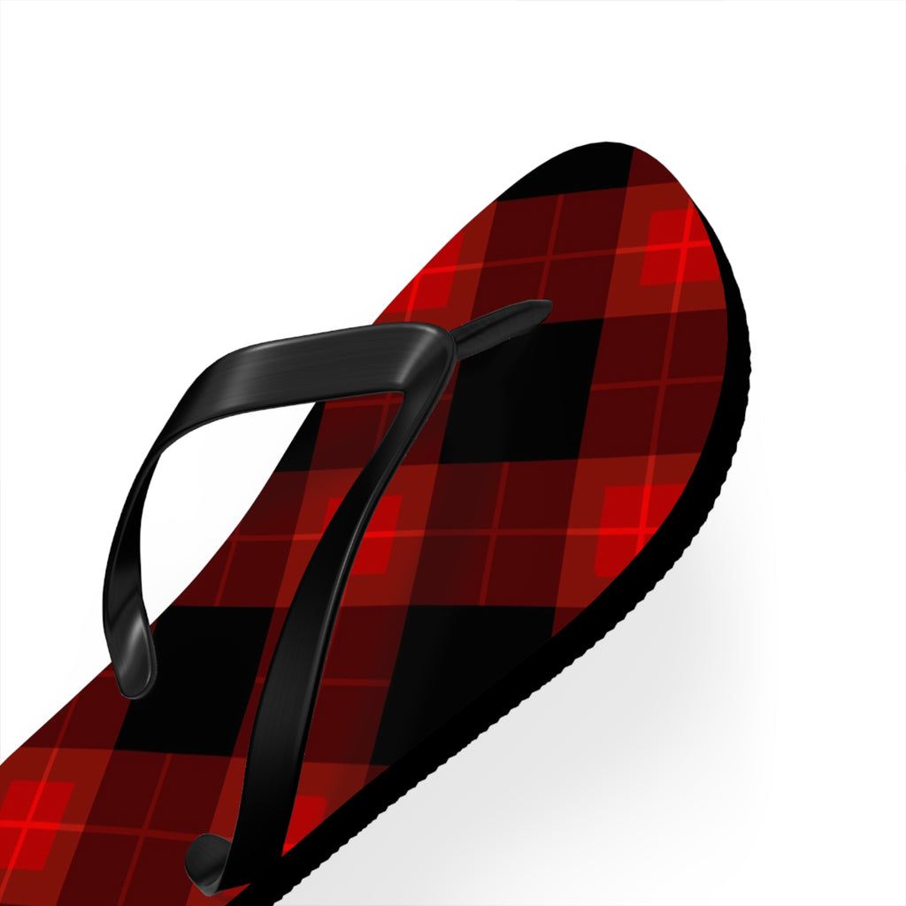 Plaid Red & Black Flip Flops — Buffalo Check Summer Sandals