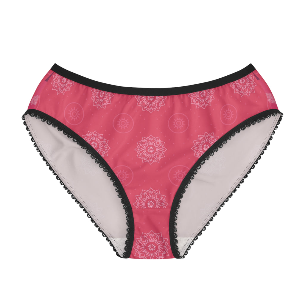 Rose Mandala Women's Briefs — Pink Lace-Trimmed All-Over-Print Underwear