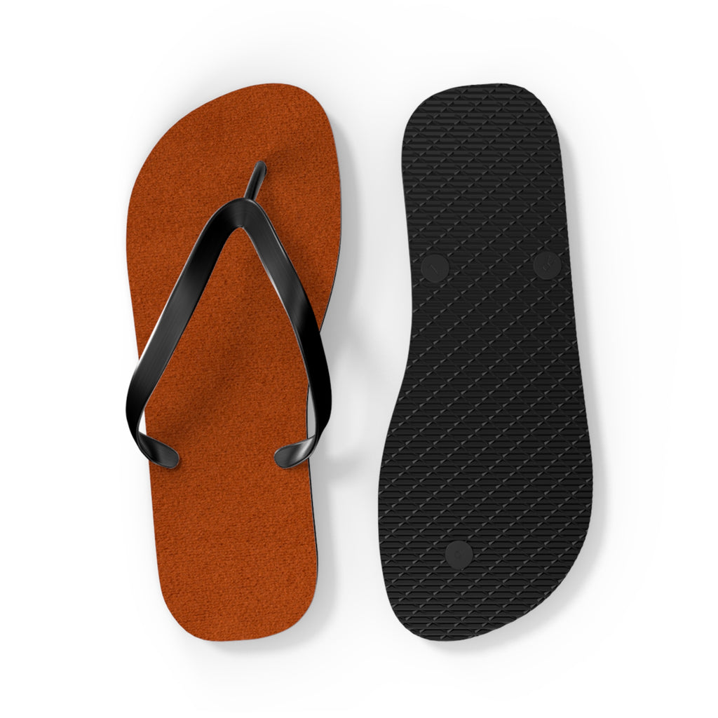 Rust Suede Flip Flops – Casual Beach Sandals with Black Straps
