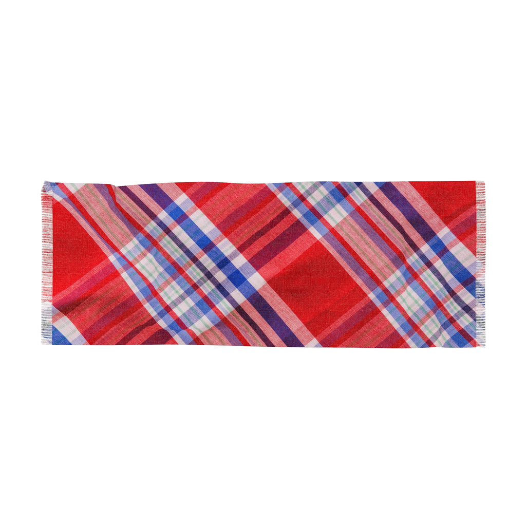 Red Plaid Lightweight Scarf – Classic Tartan Wrap for Fall & Holiday Styling