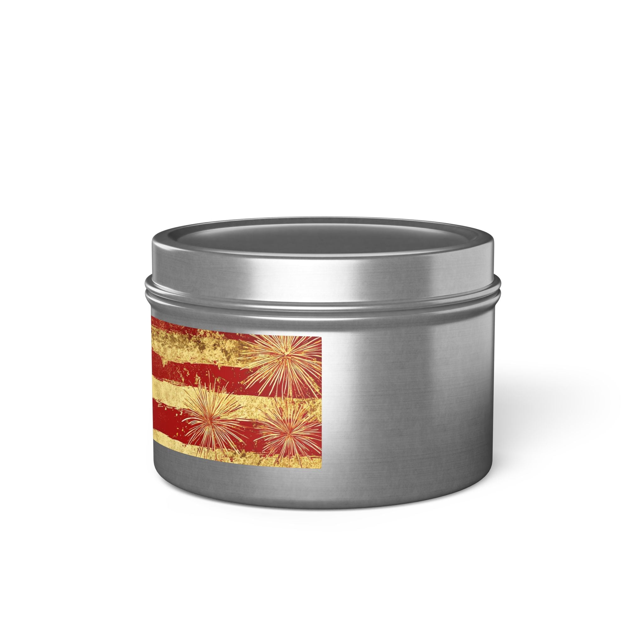 Vintage American Flag Tin Candle | Patriotic Fourth of July Stars & Stripes