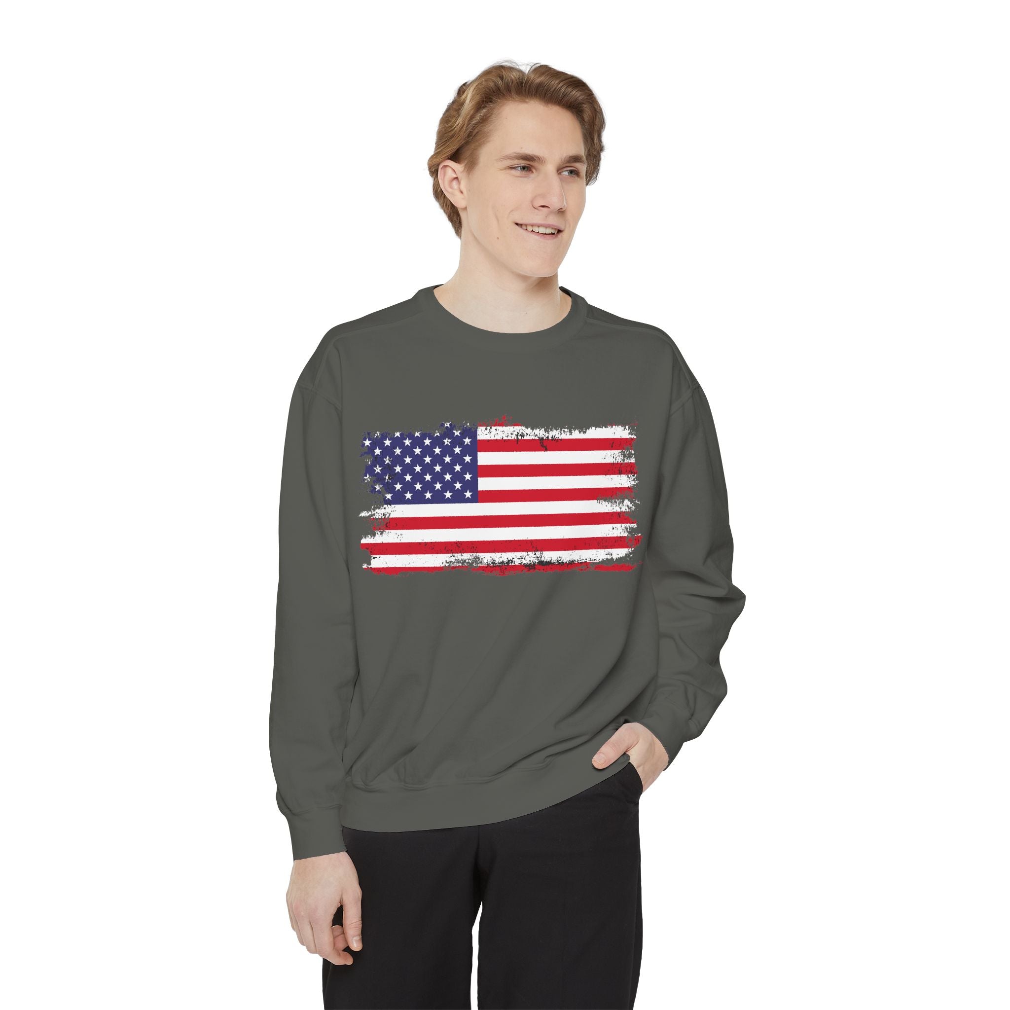 Distressed American Flag sweatshirt | Vintage USA Stars Stripes Crewneck