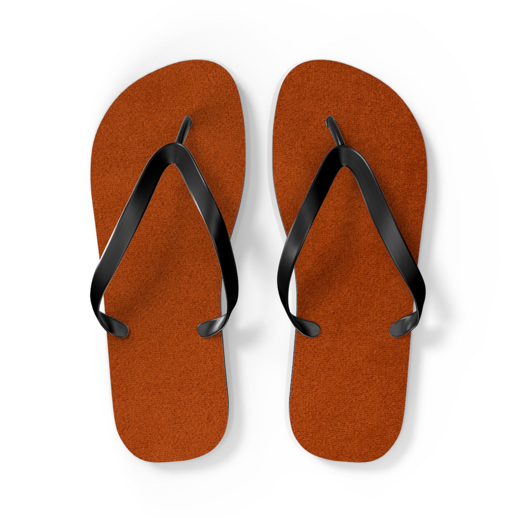 Rust Suede Flip Flops – Casual Beach Sandals with Black Straps