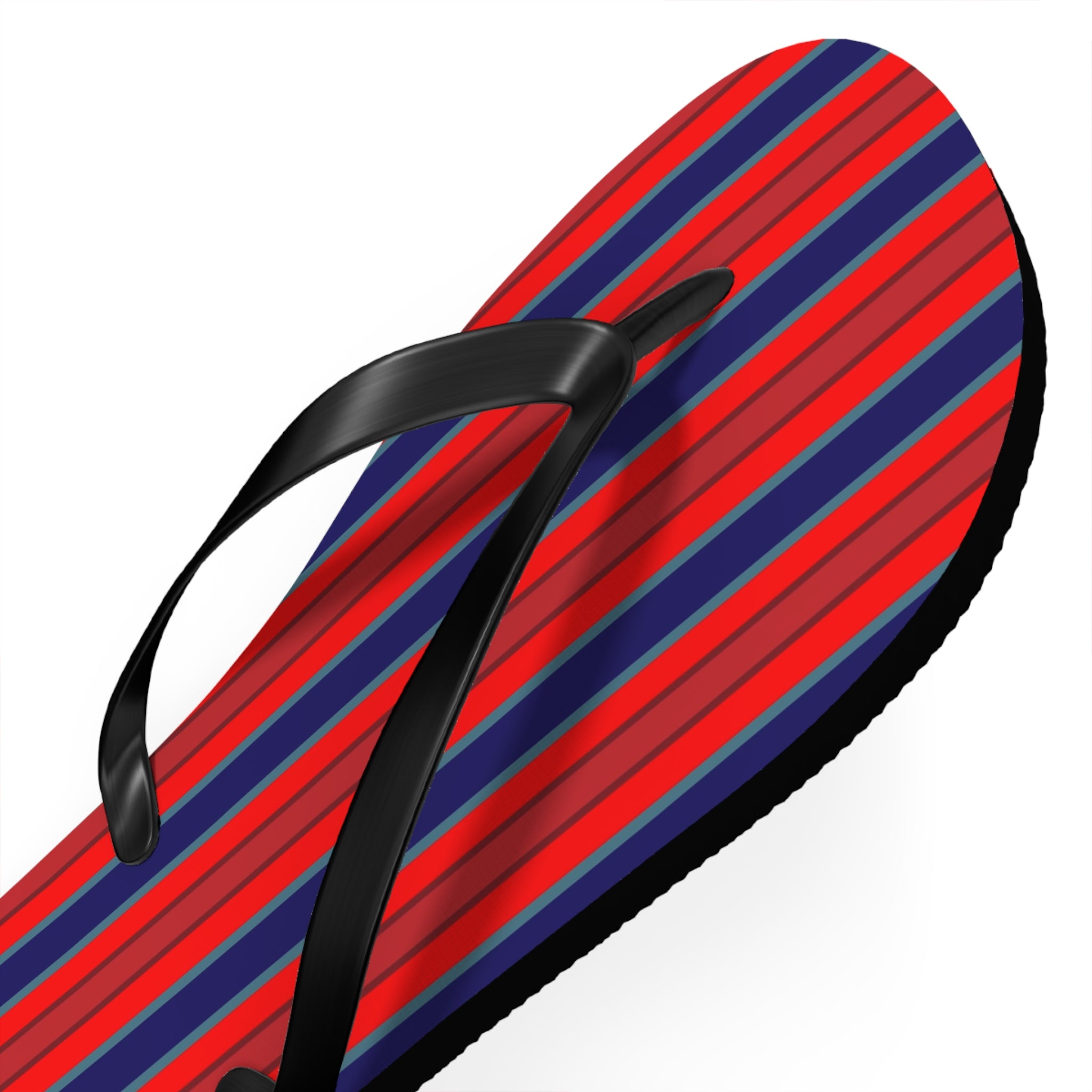 Patriotic Red & Blue Striped Flip Flops — Casual Beach Sandals