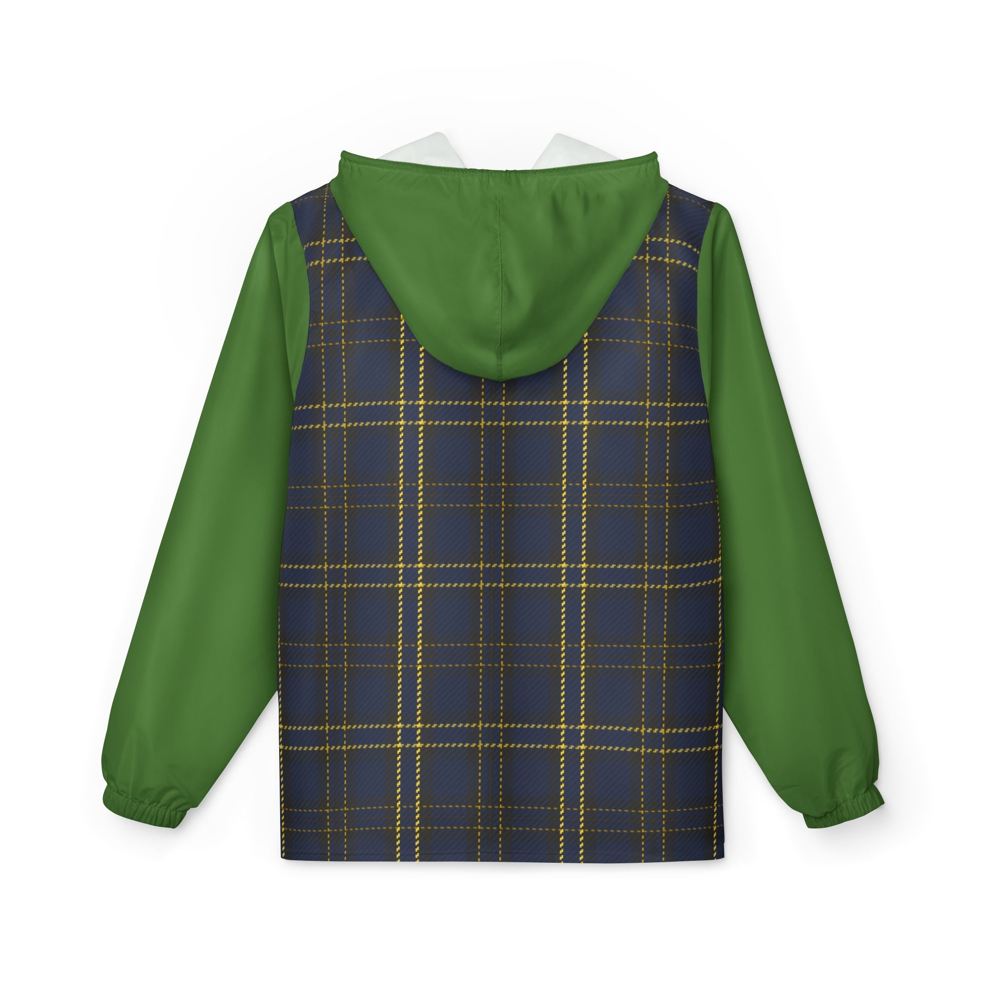 Plaid Green Navy Windbreaker Jacket — Hooded Lightweight Outdoor Jacket