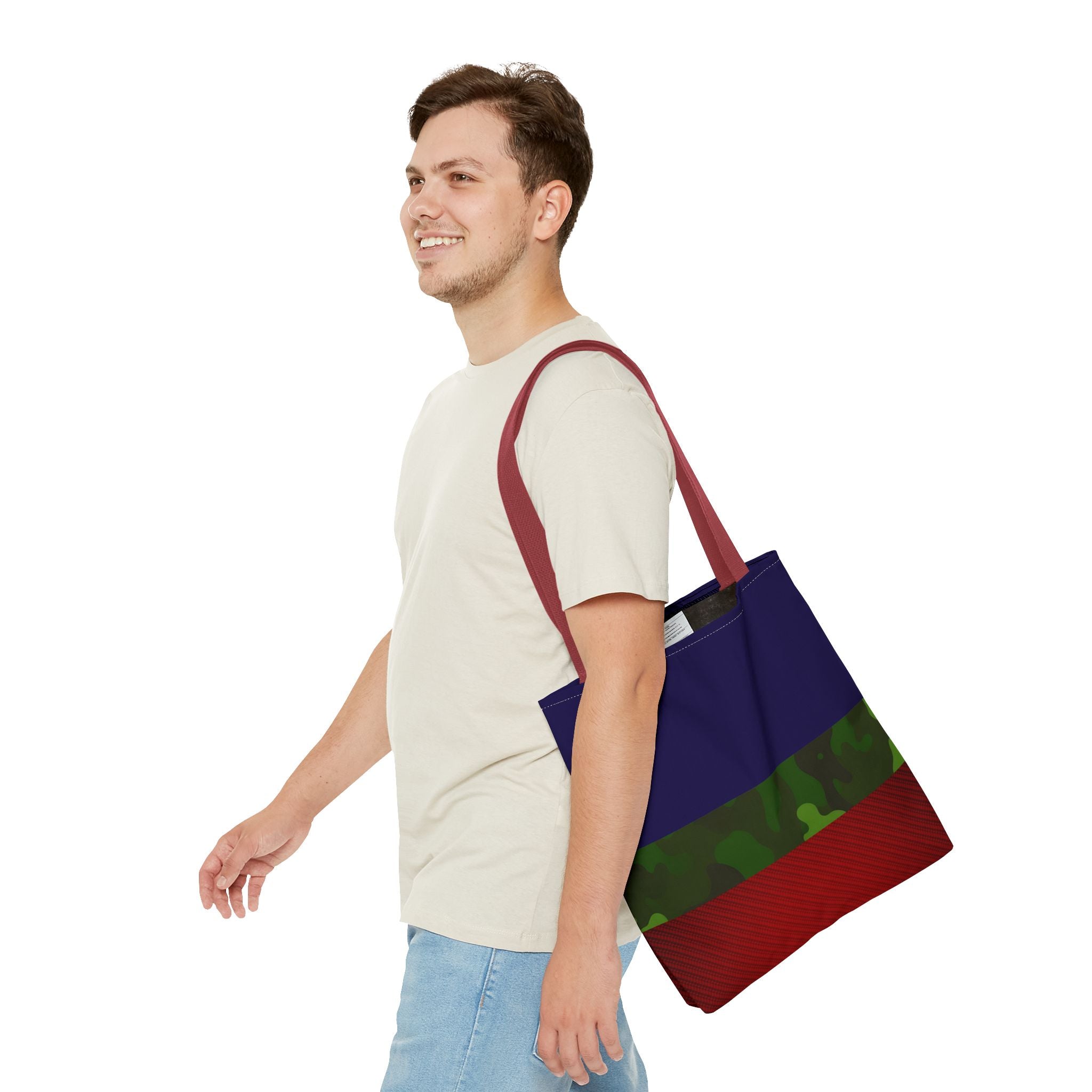 Green Camouflage Tote Bag | Blue Red Green Camo Pattern