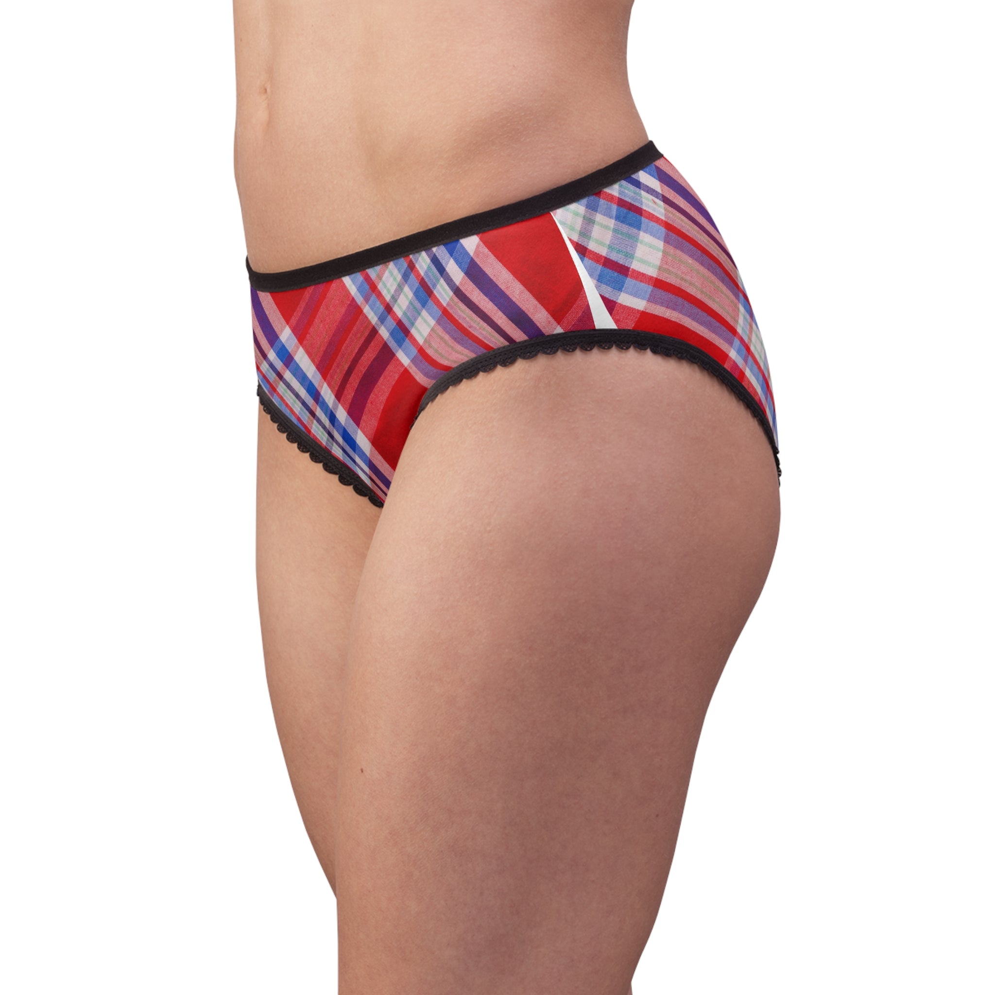 Red Plaid Women's Briefs – Comfortable Cotton-Feel Bikini Panties