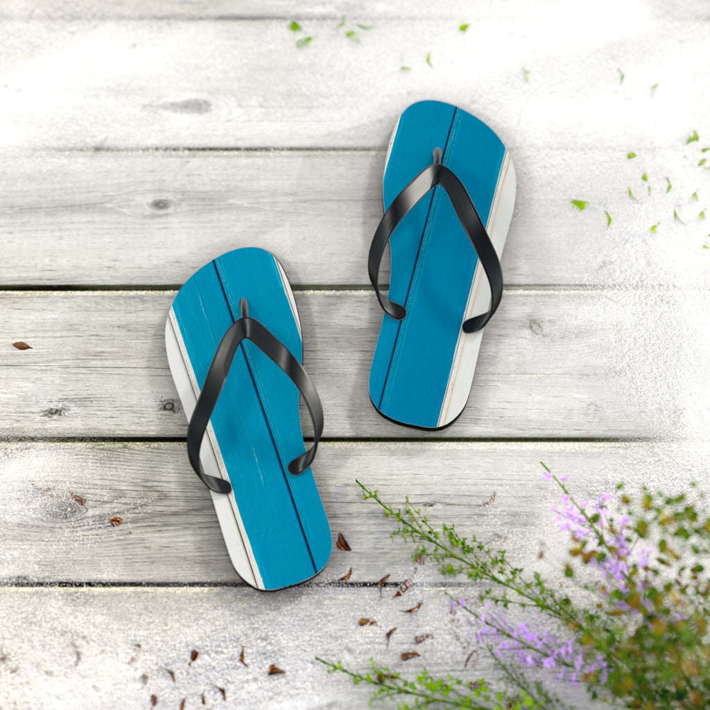 Light Blue Striped Beach Flip Flops – Casual Summer Sandals